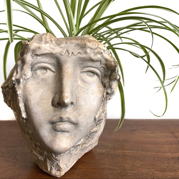 Vintage Other - Woman Head Planter Cement Casting Sculpture Signed Hayes Parker Faroy Collection